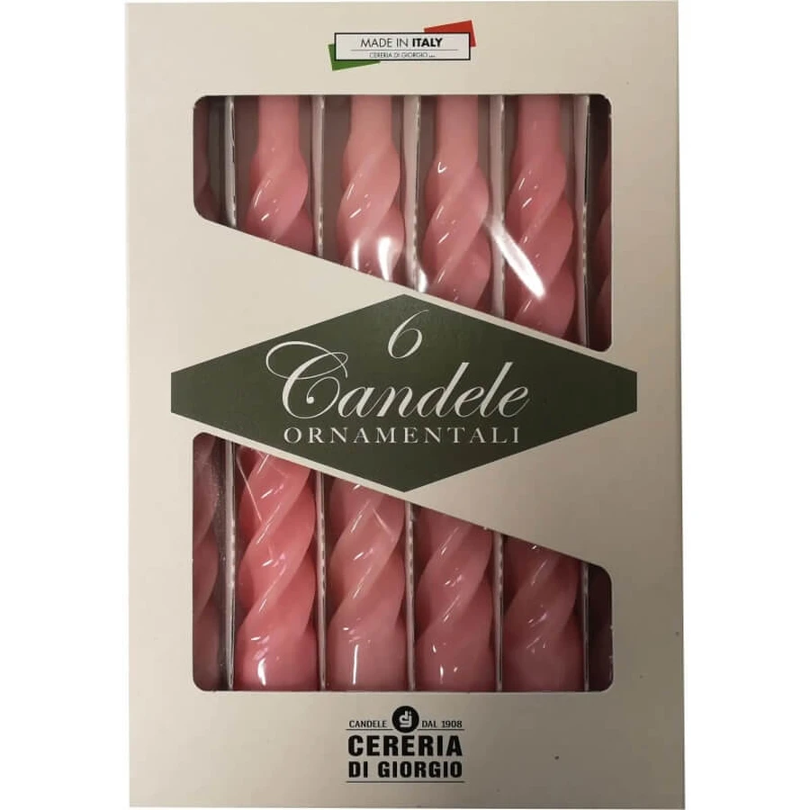 Giorgios Kerzenladen: 6 rosa lackierte, gedrehte Kerzen, Einheitsgröße