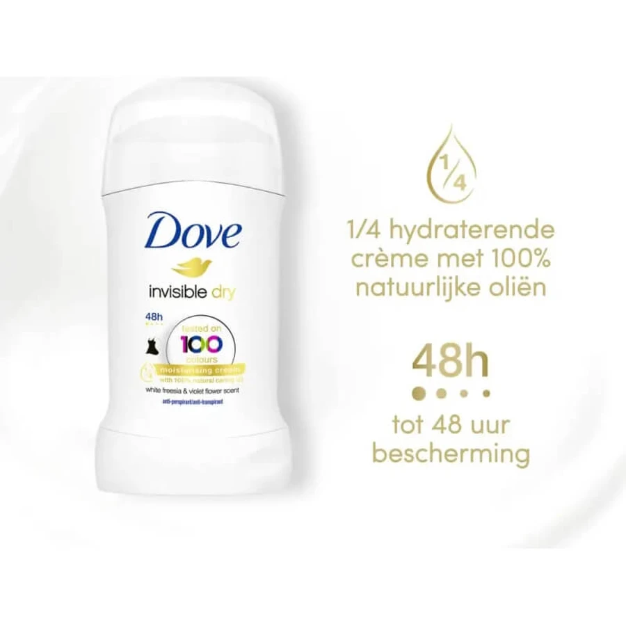 Waar: Invisible Dry – Geur van witte fresia en viooltjes – Deodorantstick, 40 ml