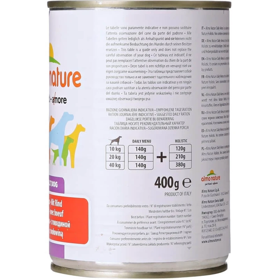 Almo Nature Daily Menu Beef - Comida húmeda para perros adultos, 400 g