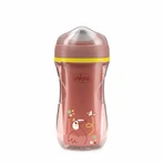 Vaso Chicco Active Cup - A partir de los 14 meses, vaso para niños, a prueba de derrames, boquilla rígida, aislante, rosa, 266 ml