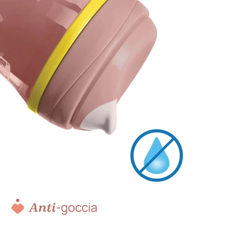 Vaso Chicco Active Cup - A partir de los 14 meses, vaso para niños, a prueba de derrames, boquilla rígida, aislante, rosa, 266 ml