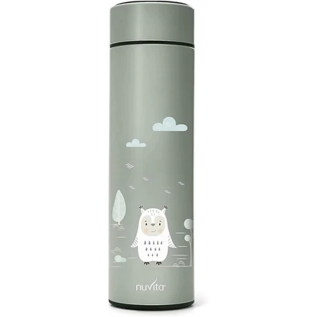 Botella térmica Nuvita con termómetro LED, verde salvia, 500 ml
