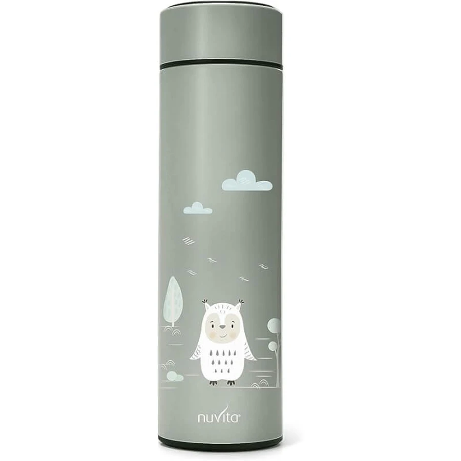 Botella térmica Nuvita con termómetro LED, verde salvia, 500 ml