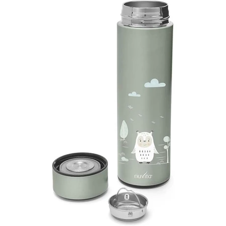 Botella térmica Nuvita con termómetro LED, verde salvia, 500 ml