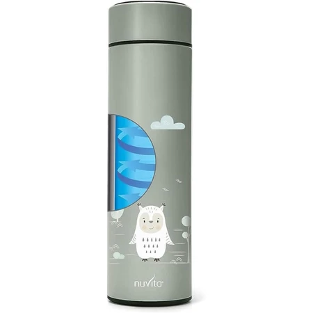 Botella térmica Nuvita con termómetro LED, verde salvia, 500 ml