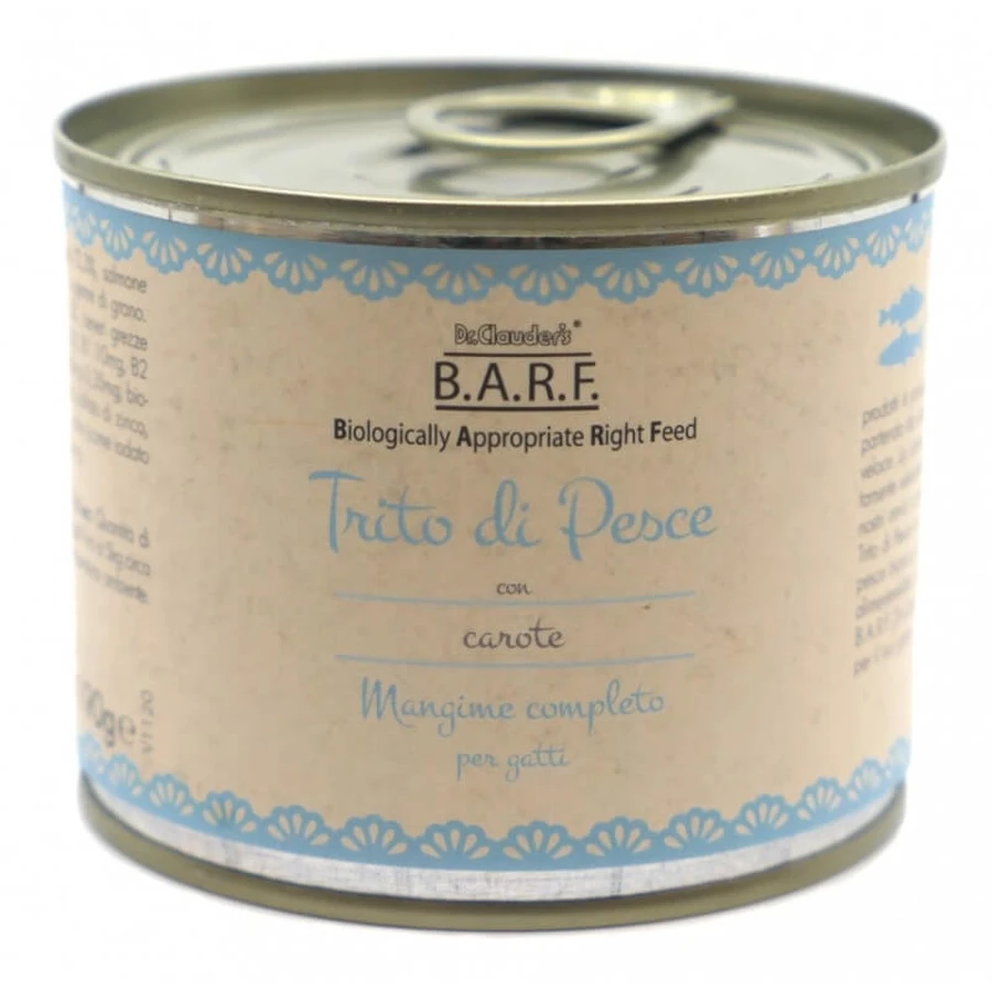 Dr. Clauder’s B.A.R.F. – Pește mărunțit cu morcovi – hrană completă pentru pisici adulte, 190 g