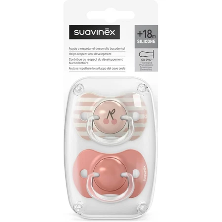Suavinex Birdies - 2 tétines en silicone Sx Pro, à partir de 18 mois, rose