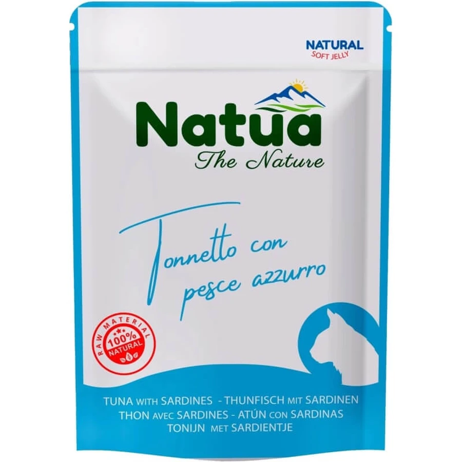 Natua Tonnetto en gelatina con pez azul - Alimento complementario para gatos adultos, 70 g