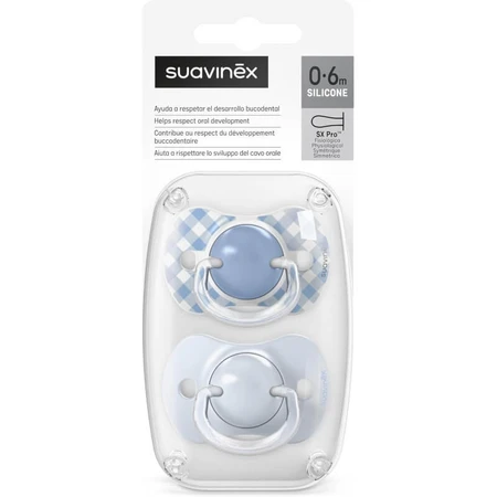 Suavinex Wild & Free - 2 chupetes de silicona Sx Pro, 0-6 meses, azul claro