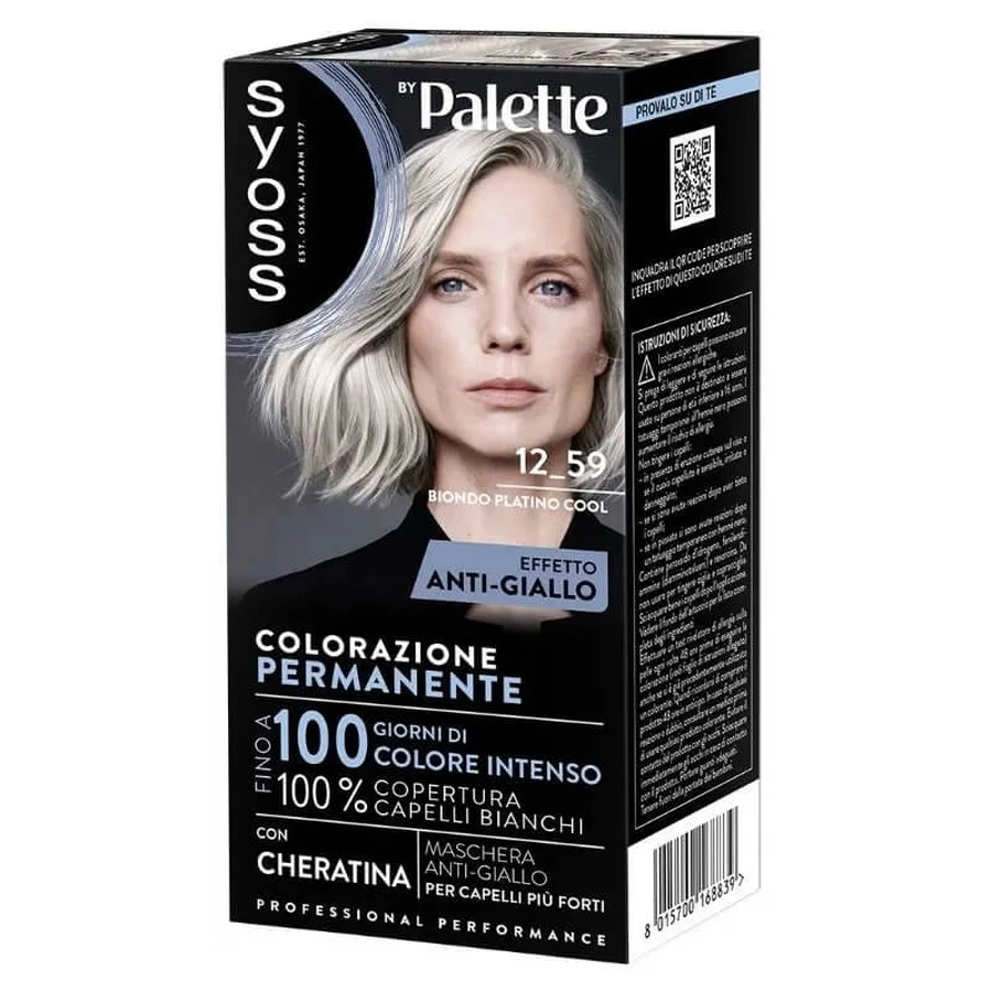 Syoss Hair Color Kit - Permanent Hair Color 12-59 Cool Platinum Blonde