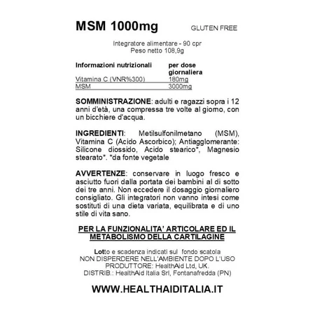 MSM 90 cápsulas: complemento alimenticio para la salud musculoesquelética