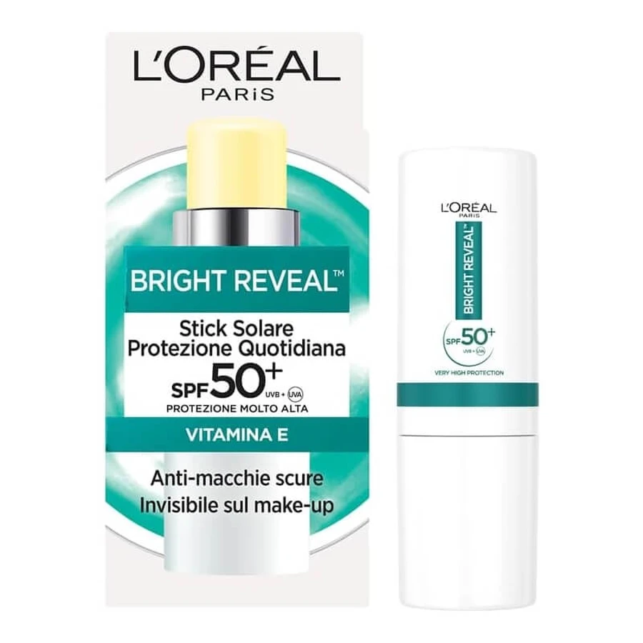 L'Oréal Paris Gezichtszonnebrandcrème SPF 50+ Bright Reveal Sunscreen Stick voor dagelijkse bescherming, 9 ml