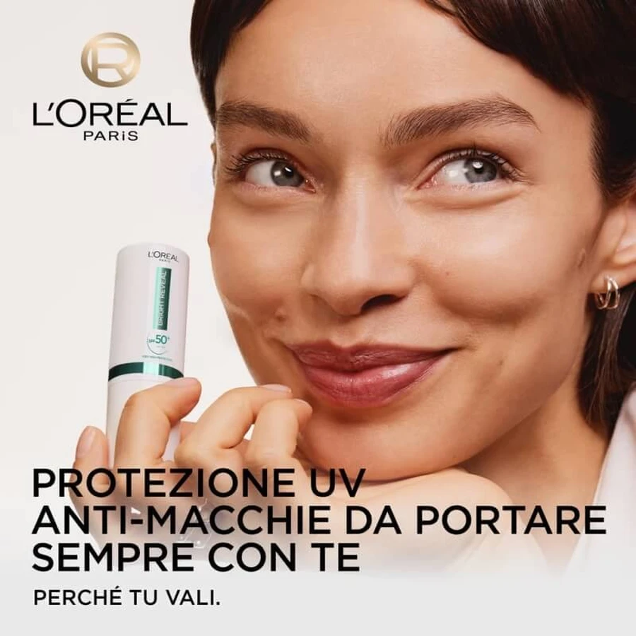 L'Oréal Paris Gezichtszonnebrandcrème SPF 50+ Bright Reveal Sunscreen Stick voor dagelijkse bescherming, 9 ml
