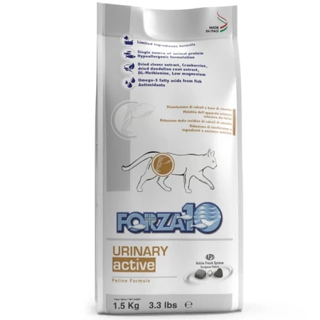 Forza10 Urinary Active Fish - Complete Food for Adult Cats with Urinary Problems, 1.5 kg