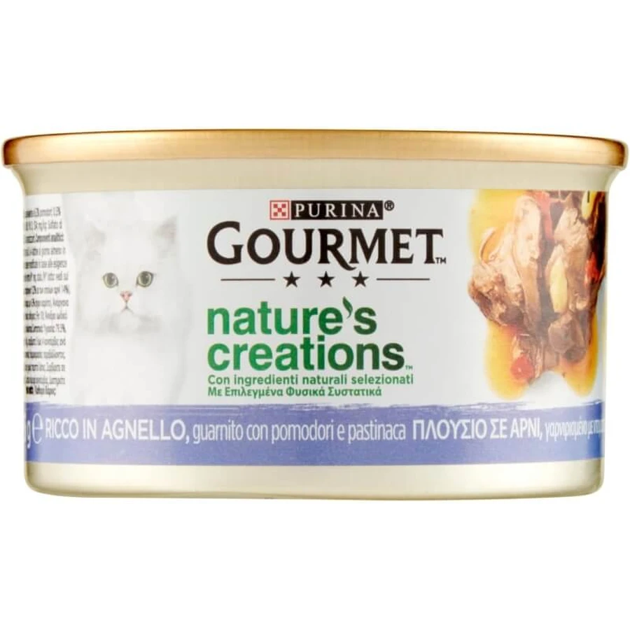 Purina Gourmet Nature’s Creations: cordero, tomate y chirivía - Alimento completo para gatos adultos, 85 g