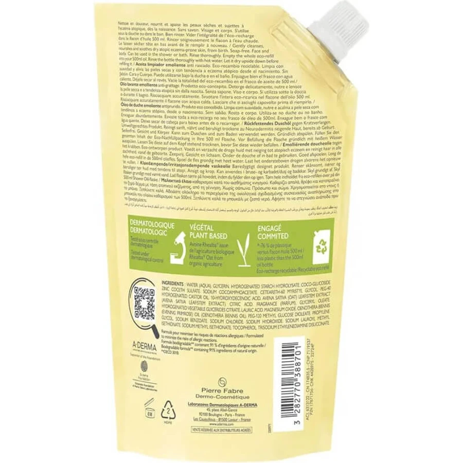 Aderma Exomega Control – Pflegendes Reinigungsöl – 500 ml Nachfüllpackung