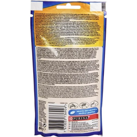Purina Felix Party Mix Original - Cat Treats Flavored with Chicken, Liver, and Turkey, 60 g