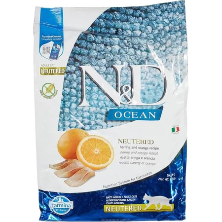 Farmina N&amp;d Ocean Neutered con arenque y naranja - Pienso completo para gatos, 5 kg