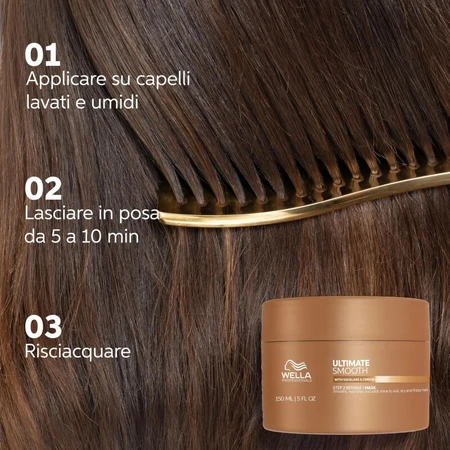Wella Ultimate Smooth Paso 2 - Mascarilla intensiva para cabello seco y encrespado, 150 ml