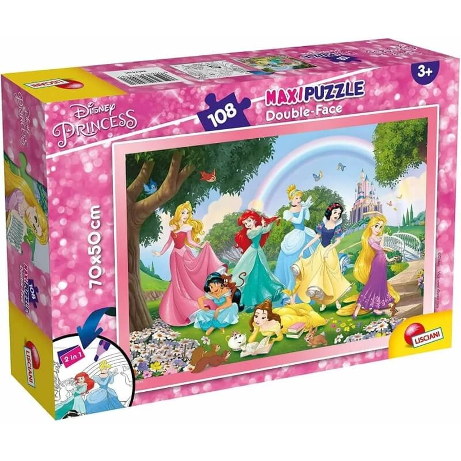 Lisciani dubbelzijdige Princess-maxi-puzzel, 108 stukjes