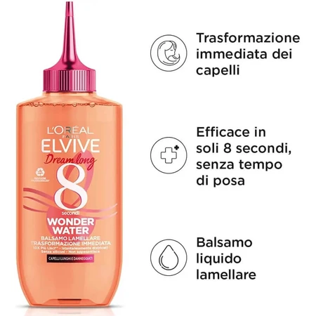 Elvive Dream Long Wonder Water - Après-shampoing lamellaire à transformation instantanée, 200 ml