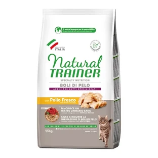Natural Trainer Boli di pelo cu pui proaspăt – hrană completă pentru pisici adulte, 300 g