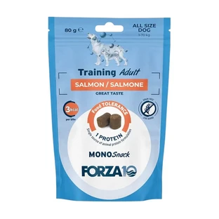 Forza10 Mono Trainingssnacks für erwachsene Hunde (Lachs) – Ergänzungsfuttermittel für erwachsene Hunde, 80 g