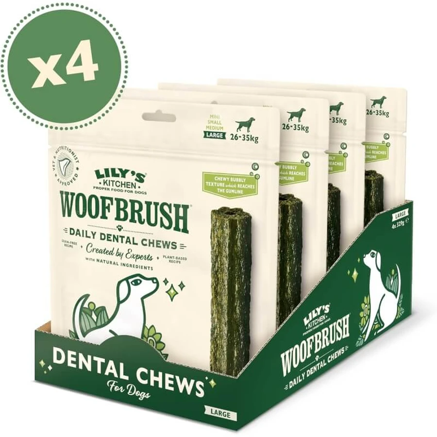 Lily's Kitchen Woofbrush - 7 golosinas dentales para perros adultos de gran tamaño, 74 g
