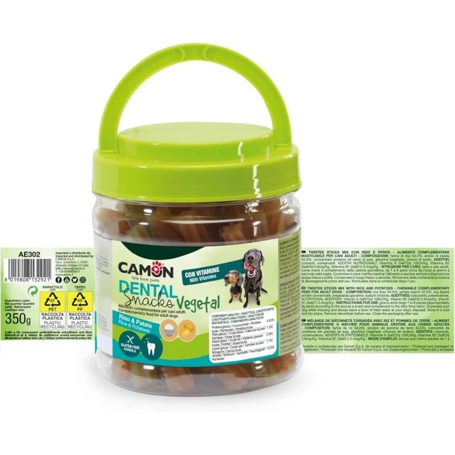 Camon Dental Groentesnacks - Hondenvoer met rijst, aardappelen en toegevoegde vitamines, 350 g