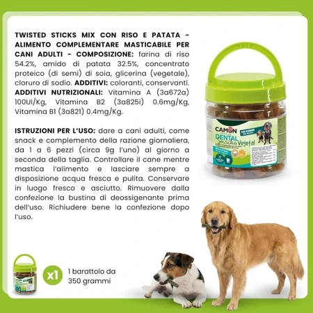 Camon Dental Groentesnacks - Hondenvoer met rijst, aardappelen en toegevoegde vitamines, 350 g