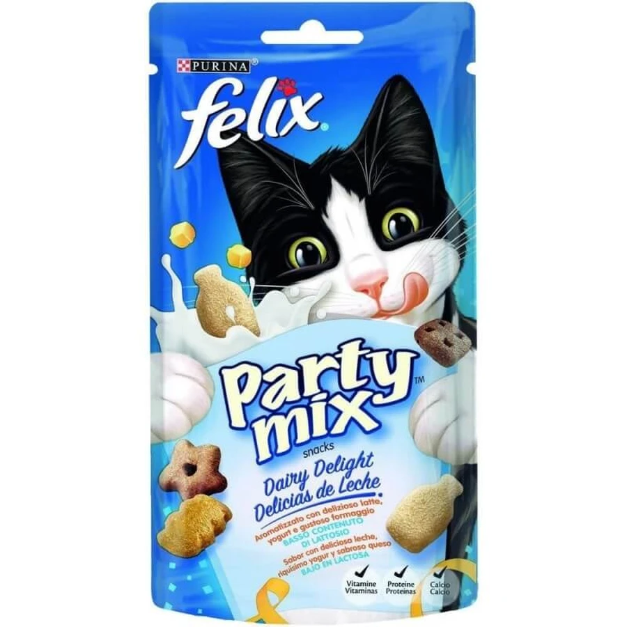 Purina Felix Party Mix Dairy Delight zuivelsnacks – Kattenlekkernijen, 60 g