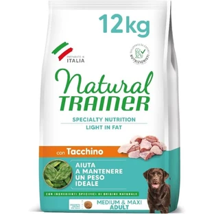 Natural Trainer Natural Trainer Light Medium & Maxi Adult Turkey - Alimento completo para perros adultos castrados, 12 kg