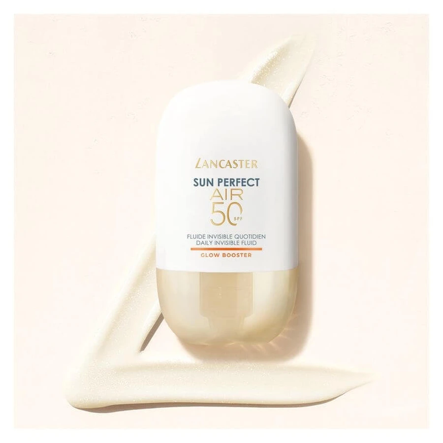 Lancaster Sun Perfect Air Face Sunscreen SPF 50 Dagelijkse onzichtbare vloeibare glowbooster, hoge bescherming, 40 ml