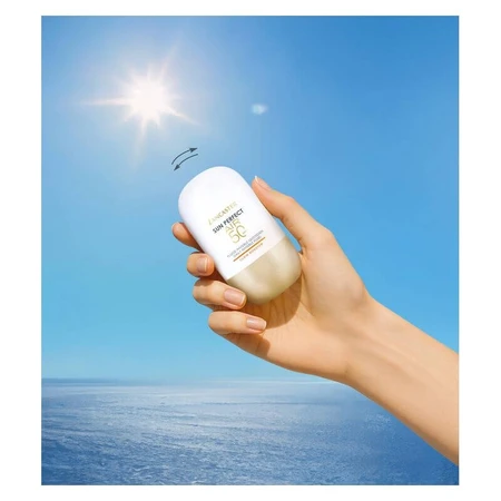 Lancaster Sun Perfect Air Face Sunscreen SPF 50 Dagelijkse onzichtbare vloeibare glowbooster, hoge bescherming, 40 ml