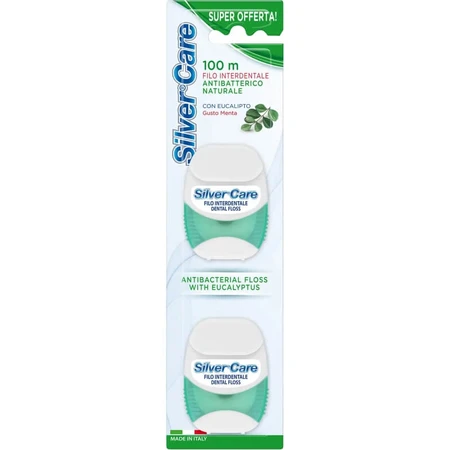 Silver Care Antibacterial Dental Floss with Eucalyptus - Mint Flavor 2x50 m