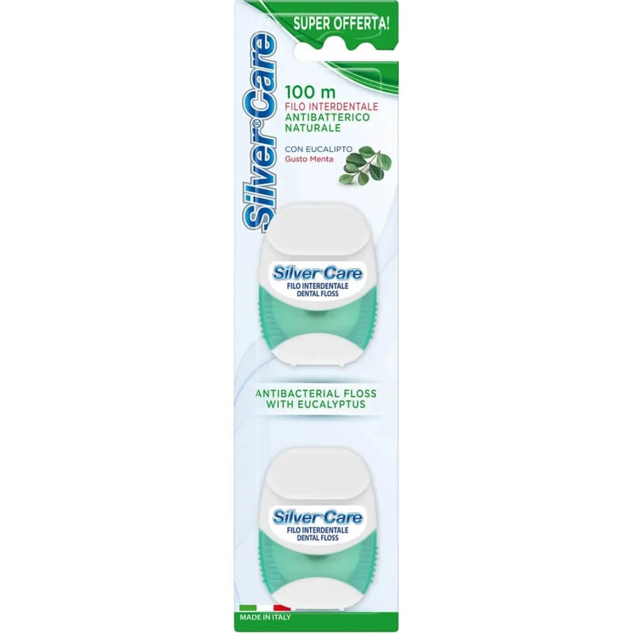 Silver Care Antibacterial Dental Floss with Eucalyptus - Mint Flavor 2x50 m