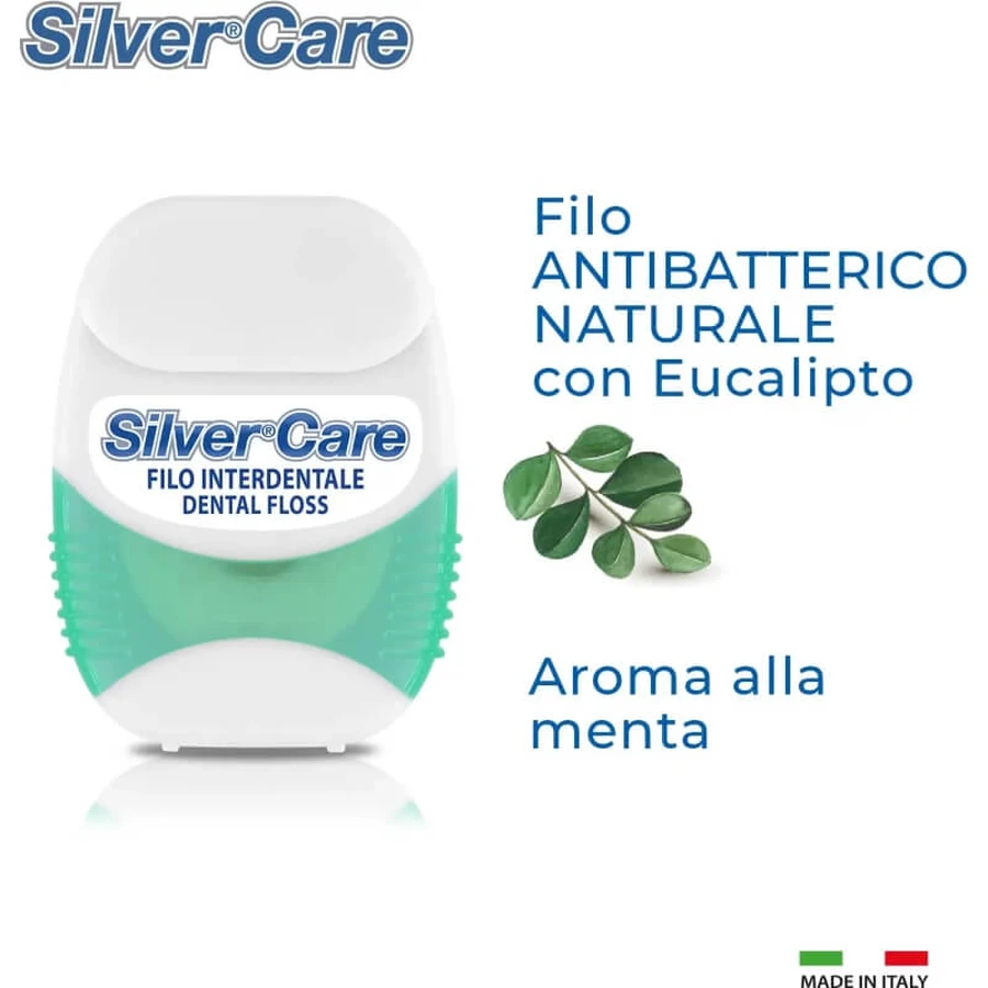 Silver Care Antibacterial Dental Floss with Eucalyptus - Mint Flavor 2x50 m