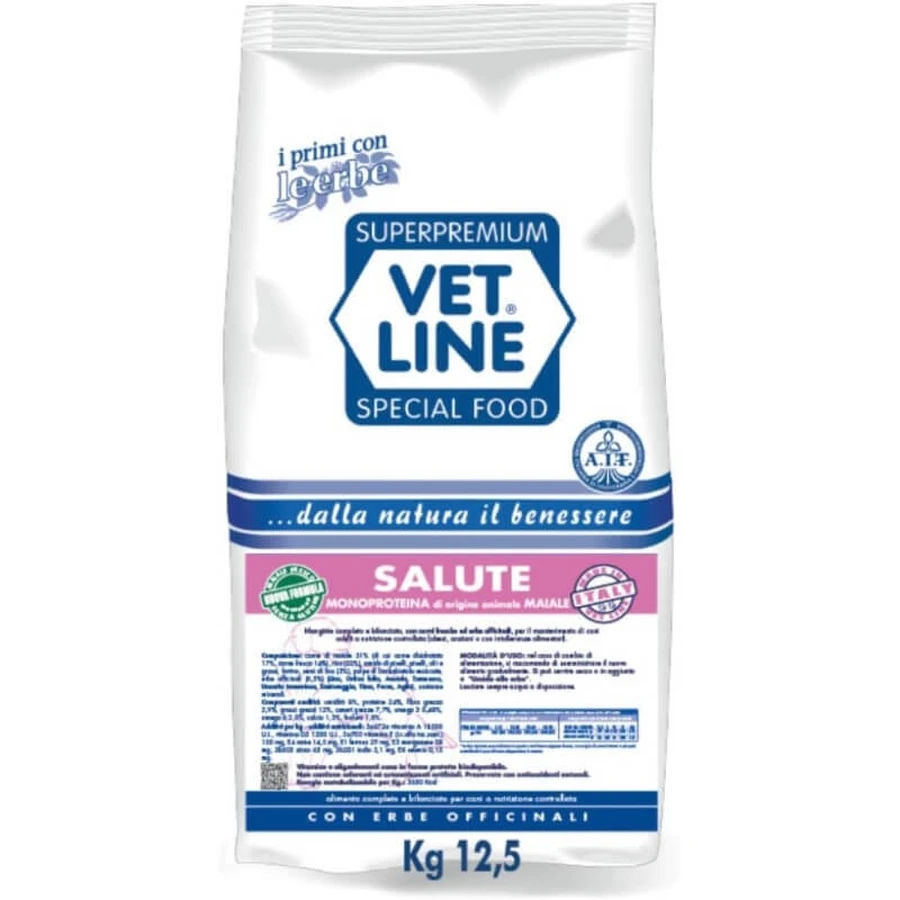 Vet Line Vet Line Dog Health Pork - Hypoallergenic Complete Food for Adult Small Breed Dogs, 12.5 kg