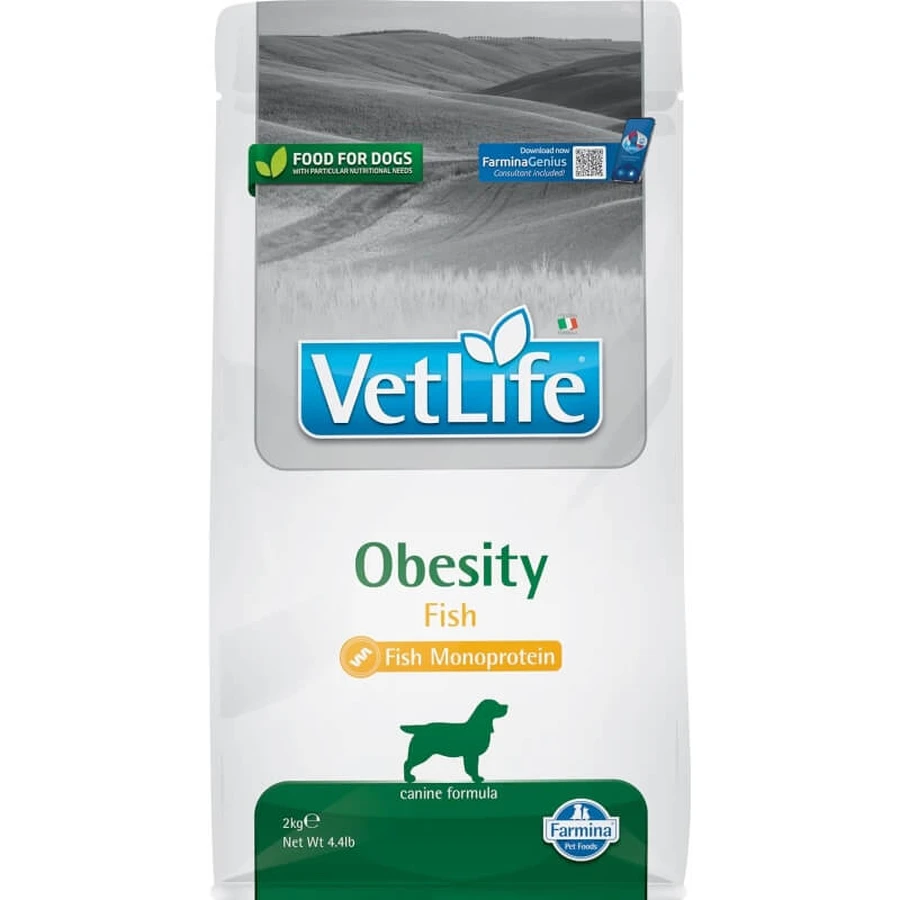 Farmina Vet Life Obesity Fish - Complete Dog Food for Weight Loss, 2 kg