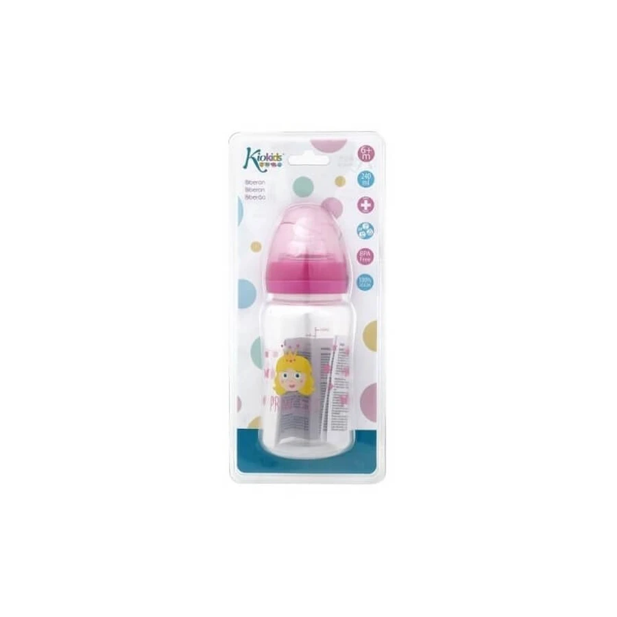 Kiokids-babyfles – roze, 240 ml, vanaf 6 maanden