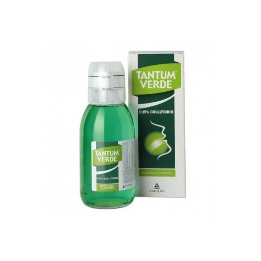 Angelini Tantum Verde 0,15 % – Antiseptisches und entzündungshemmendes Mundwasser, 240 ml (Verpackung hat eine Delle)