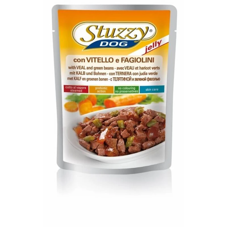 Stuzzy Veal and Green Bean Jelly Bites - Complete Food for Adult Dogs, 100 g