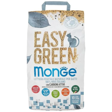 Monge Easy Green Maíz y Carbón Activo - Arena para gatos, 10 litros