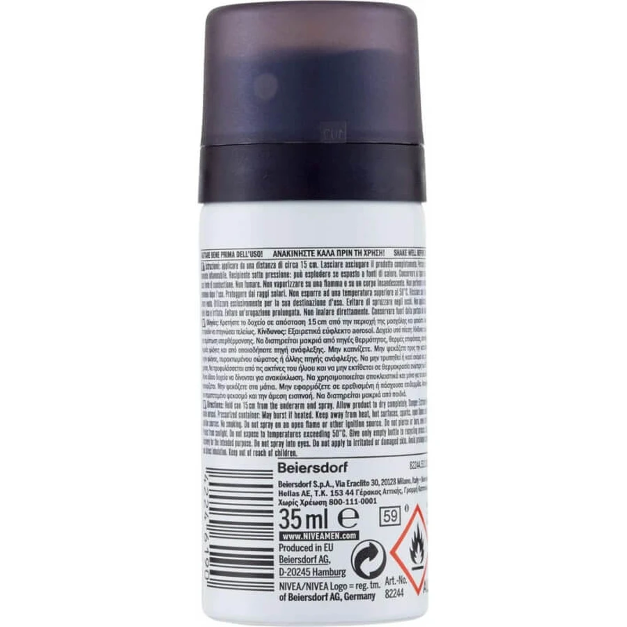 Nivea for Men Invisible Black &amp; White 48h – Deodorant in Reisegröße, 35 ml