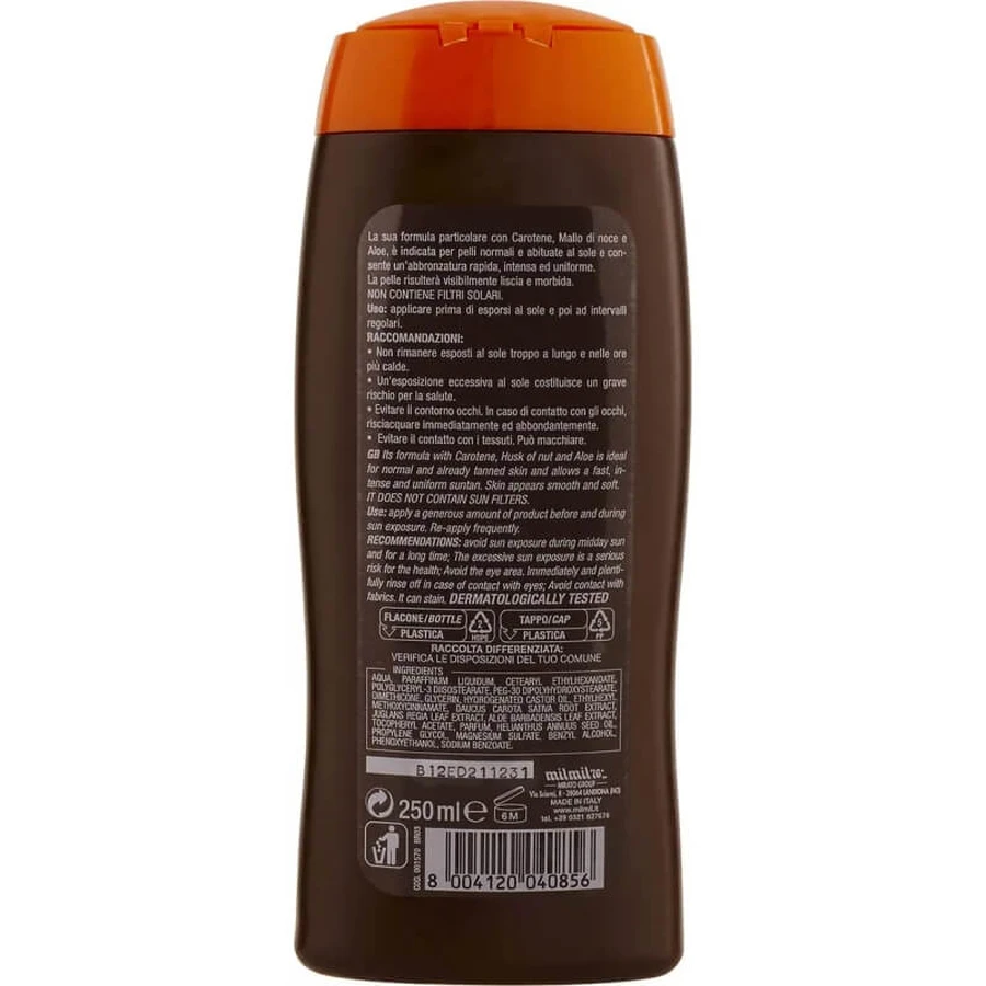 Delice Intensive Tanning Sonnenschutz – Wasserfeste Creme mit Carotin + Walnussschalen 250 ml