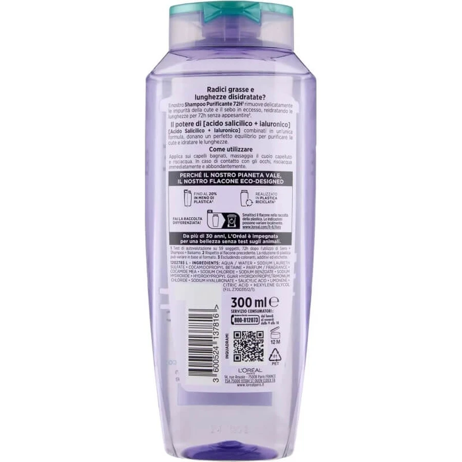 Elvive Hyaluronic Pure 72h - Purifying Shampoo 300 ml