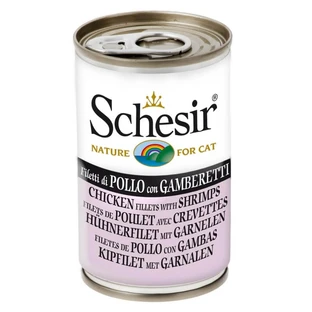 Schesir Kipreepjes met garnalen in gelei - Natvoer voor katten, 140 g