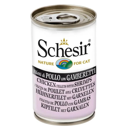 Schesir Kipreepjes met garnalen in gelei - Natvoer voor katten, 140 g