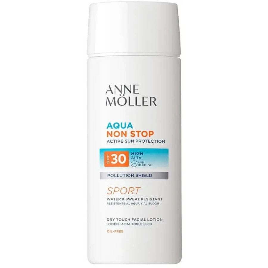 Crème solaire pour le visage Anne Moller SPF 30, lotion au toucher sec, Aqua Non-Stop, haute protection, 75 ml