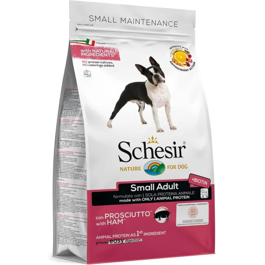 Schesir Small Maintenance Small Adult with Ham - Complete Food for Small Adult Dogs, 2 kg